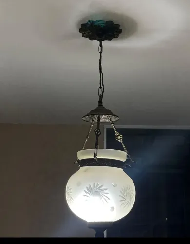 Antigo Lustre em bronze e Cristal
