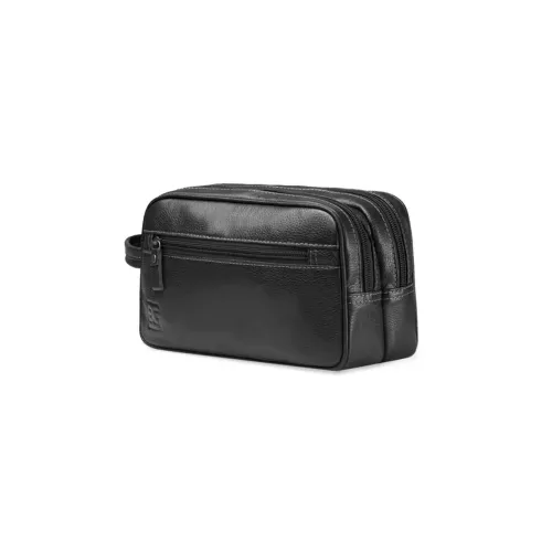 Nécessaire Viagem Masculina Grande de Couro Abufalado Preta