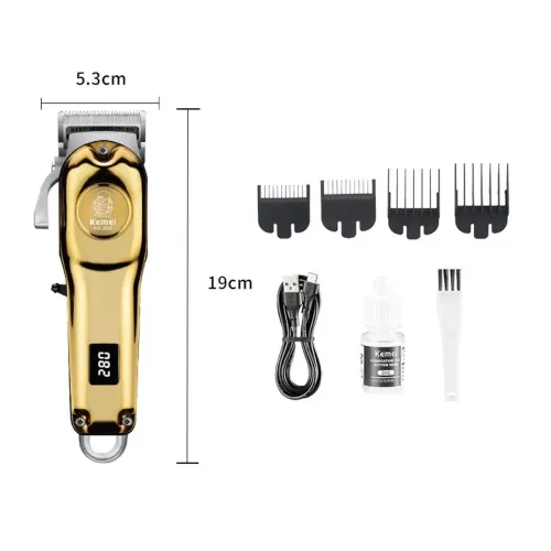 Maquina de cortar cabelo kemei dourada