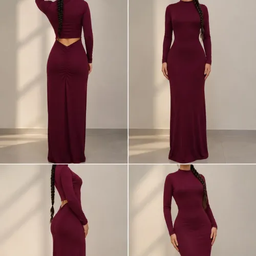 Vestido longo feminino marsala novo - tamanho P