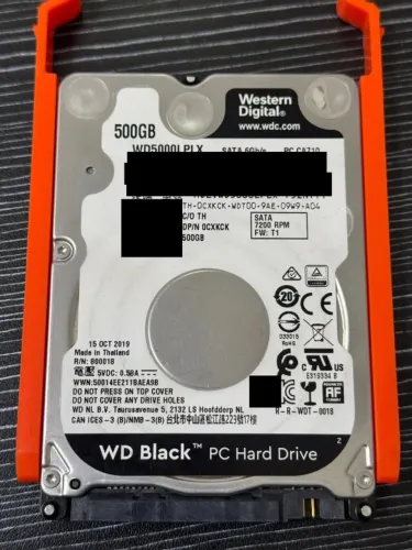 HD Notebook WD Black 500GB 7200RPM Alta Performance - Funcionando