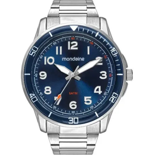 Relógio Masculino Mondaine Prateado Fundo Azul 33028G0MVNE2