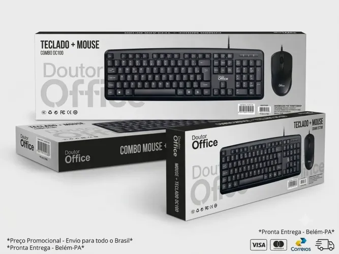 Kit Teclado e Mouse USB Doutor Office DC100 (Novo na Caixa / ABNT2)