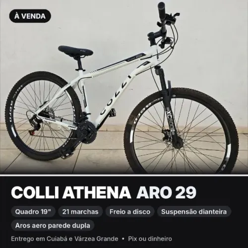 Bicicleta Colli Athena Aro 29 21 Marchas Freio a Disco Suspensão Branca