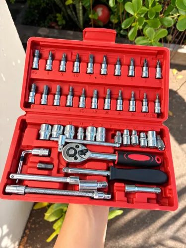Kit de Ferramentas 46 Peças Soquetes e Catraca Original Lacrado