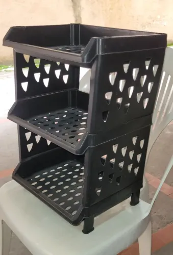 ORGANIZADOR MULTIUSO DE 3 PRATELEIRAS<br>mini estante de plástico com 2 prateleiras
