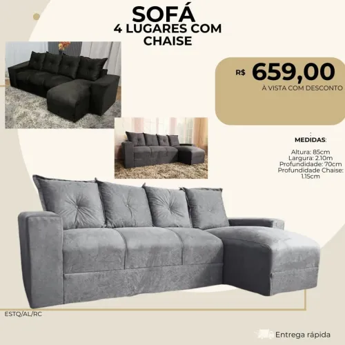 Sofá 4 lugares c/chaise