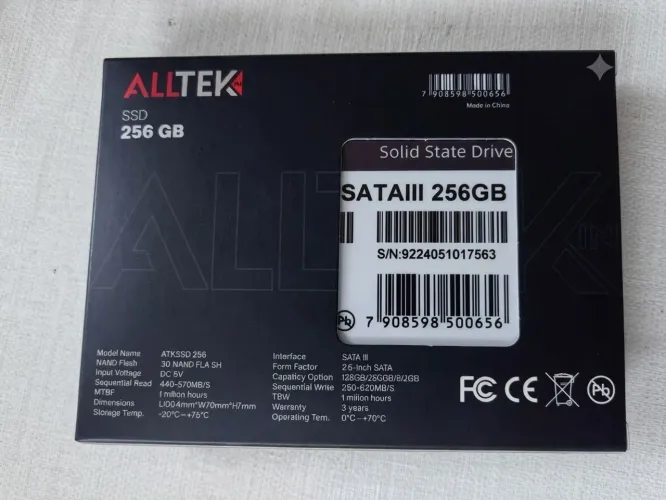 SSD Alltek 256GB SATA III 2.5" - Novo e Lacrado