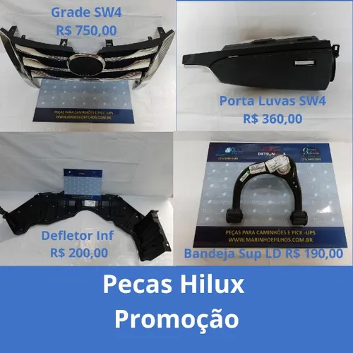 Grade SW4, Porta Luvas SW4, Defletor Inferior Hilux, Bandeja Superior Hilux LD