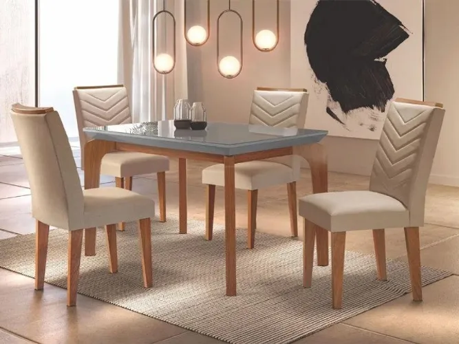Mesa de Jantar Londrina C 4 Cadeiras Imbuia/Grafite Até 12x - Frete Grátis