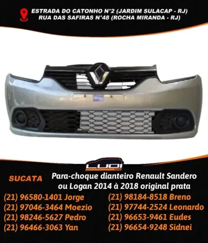 Para-choque dianteiro Renault Sandero ou Logan 2014 à 2018 original prata