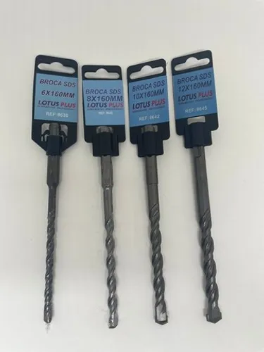 Kit de 4 Brocas Sds Plus Concreto 6mm 8mm 10mm 12mm x 160mm Lotus