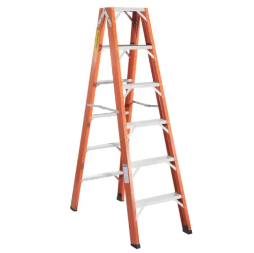 Escada de Fibra Americana Dupla 6 Degraus 1,80m Escafort