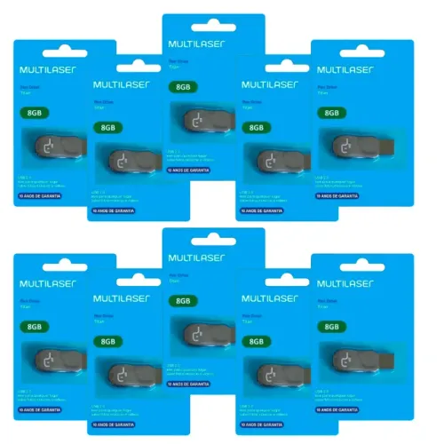 Kit de 10 Pen Drives 8GB Titan - Multilaser cod: 10051