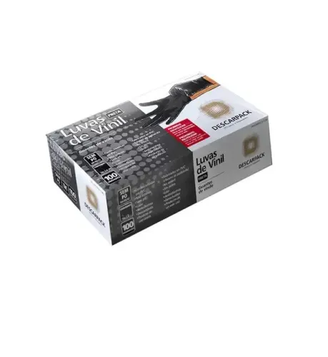 Luva De Vinil Sem Po M Preta  Descarpack 100un 0544301