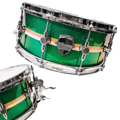 Caixa Odery Custom Shop 14'' X 6'' Green Sparkle & White - Nova, Parcelo