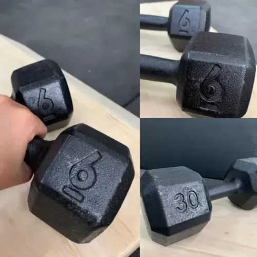 Halteres sextavados para musculação