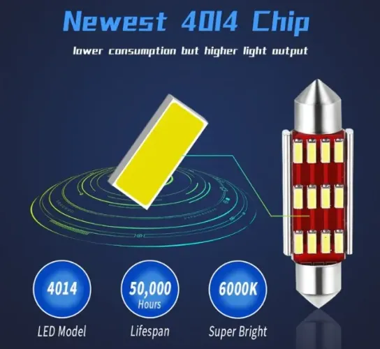 Lâmpada Led Torpedo Interior Carro C5w 41mm Canbus 12v 6500k Branco Leitura  COD-CP628 