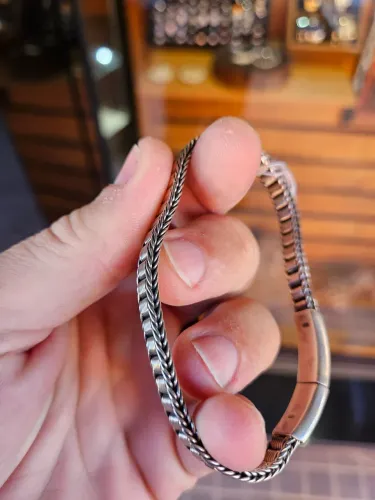 Pulseira de Prata de Bali legítima - Fecho Gaveta