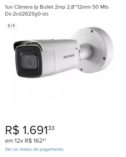 Câmera Ip Bullet 2mp 2,8~12mm 50 Mts