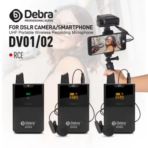 Microfone de Lapela Duplo portátil sem fio DV UHF