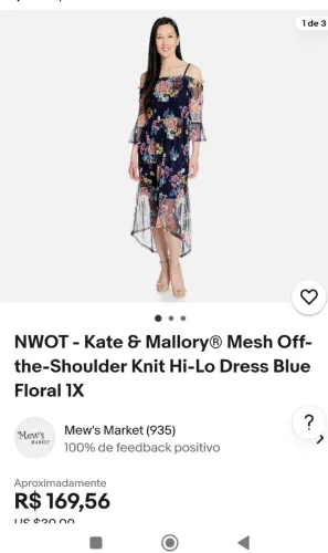 Vestido Kate & Mallory® Mesh Off-the-Shoulder Floral 1X
