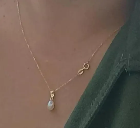 Corrente de ouro 18k (1gr) com pingente de pérola