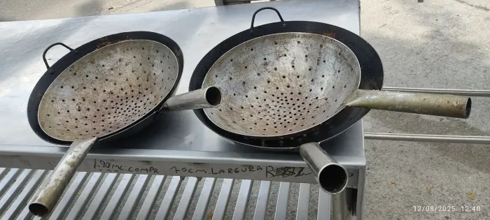 TUDO INOX 2frigideiras+2escorredores perfeitos"LEIA"