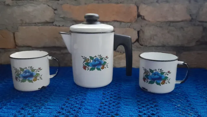 Conjunto de café esmaltado vintage