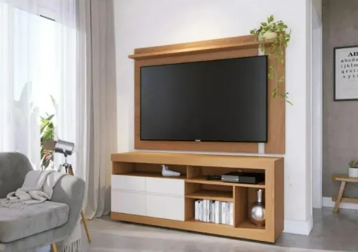 "Estilo Contemporâneo: Rack com Painel Inajá Leme 2 Portas para TV de até 60 Polegadas"