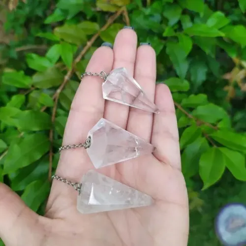 Pêndulo De Cristal Natural Cor Quartzo Transparente: Queima estoque