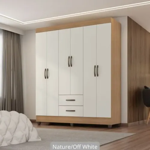 Guarda Roupa Casal 6 Portas 2 Gavetas Móveis Leão