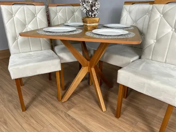 Mesa de Jantar Simpatia 0,90×0,90 Quadrada Com 4 cadeiras- Produto Novo