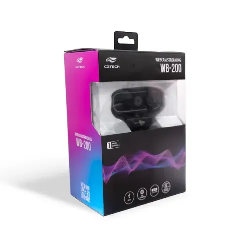 Webcam C3TECH WB-200BK, QHD 2K, Plug and Play, 30FPS, Preto - WB-200BK