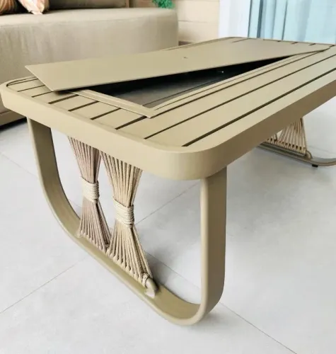 MESA DE CENTRO DE ALUMINIO PARA VARANDA, PISCINA OU JARDIM