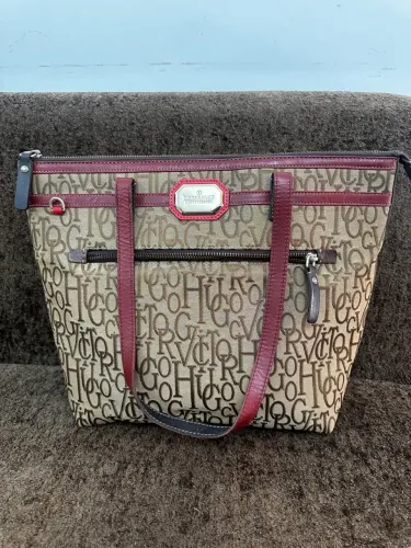 Bolsa Victor Hugo Foxy Jacquard Vermelha e Marron