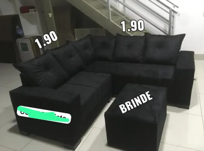 Sofá de Canto Preto - Novo - 1.90 / sofá barato 