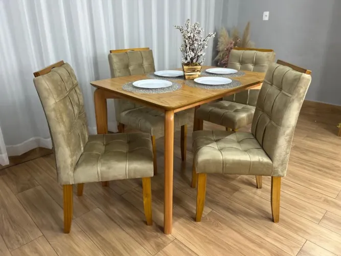 Mesa de Jantar Veneza 1.20×0.80 c/4 Cadeiras- Entrega Rápida