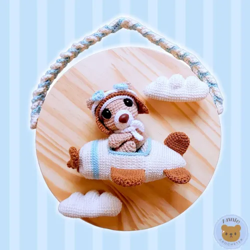 Porta Maternidade Ursinho Aviador Amigurumi Crochê