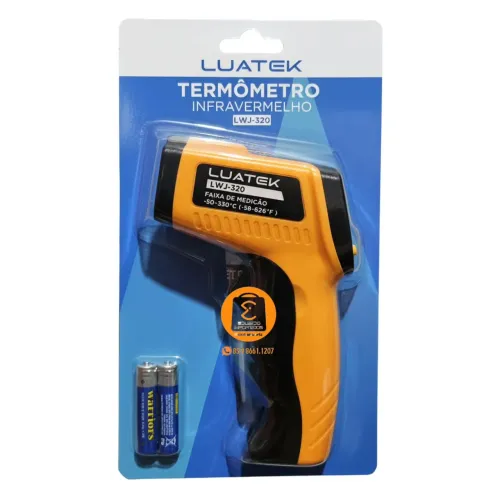 Termômetro Digital com Infravermelho e Laser para Medição de Temperatura, Industrial 