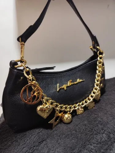Bolsa Luiza Barcelos Original - Preta com Corrente e Pingentes