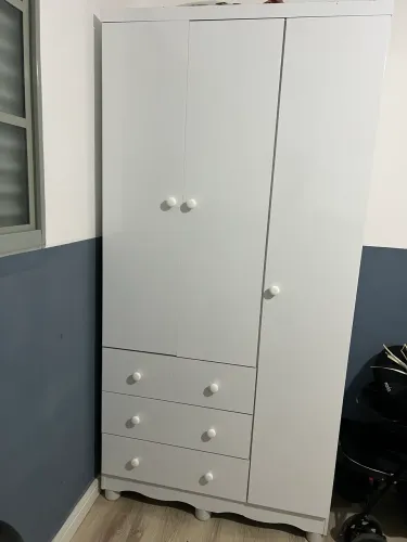 Guarda roupa de solteiro infantil - MDF BRANCO