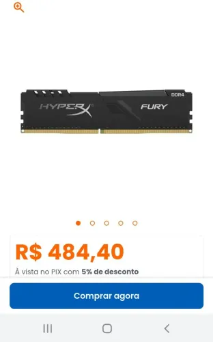 Memoria Ram 8GB DDR4 HYPER X FURY 2666MHZ