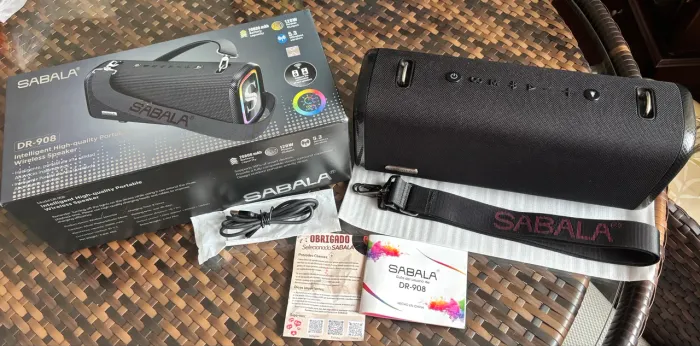 Caixa De Som Bluetooth Sabala Dr-908 120W com Caixa Manuais Cabo USB Nota Fiscal