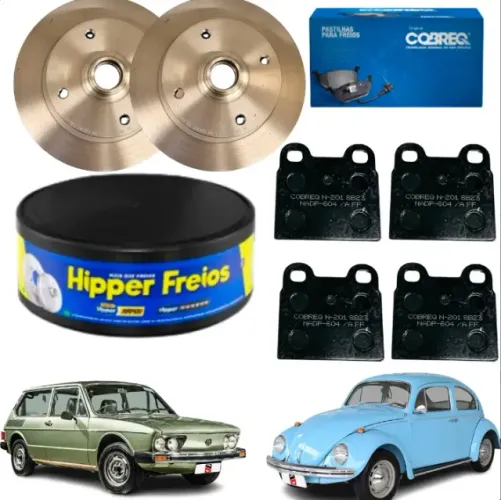 Disco de freio e pastilha fusca, brasília, Tl, variante