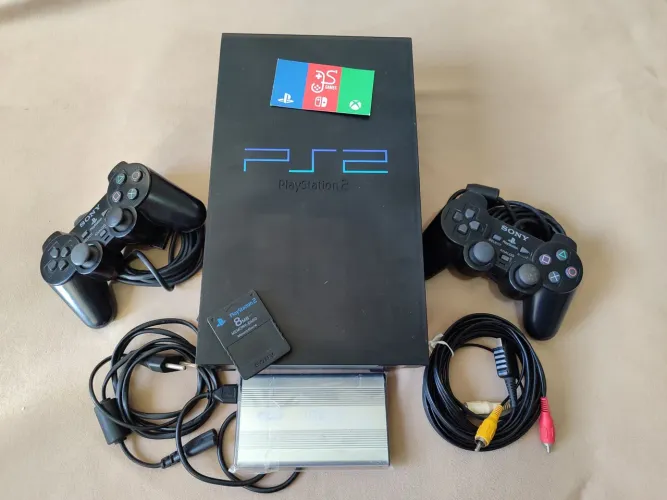 PS2 midnight black 500 gigas controles originais