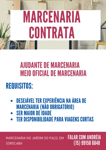 Ajudante de Marcenaria, Meio Oficial de Marcenaria