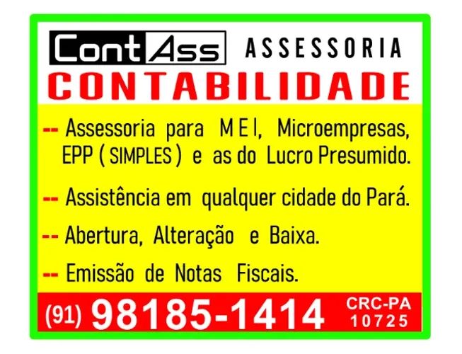 Contabilidade para Empresas em qualquer cidade do Pará. Assessoria e Legalização.