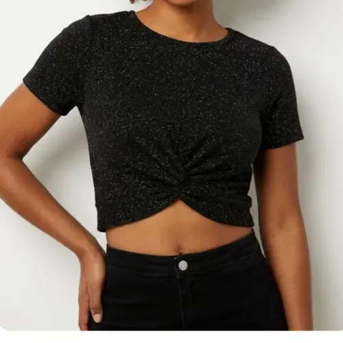 blusa preta fio Lurex brilho