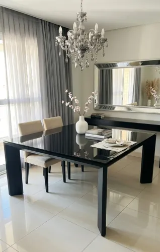Mesa de Jantar Quadrada Premium - São Bernardo - 6 Cadeiras brinde